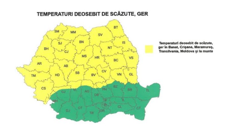 Avertizare meteorologică – COD GALBEN de ger