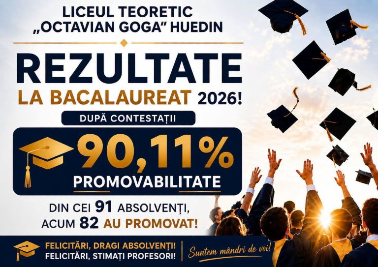 Promovabilitate de 90,11% la Bacalaureat pentru absolvenții Liceului Teoretic „Octavian Goga” Huedin